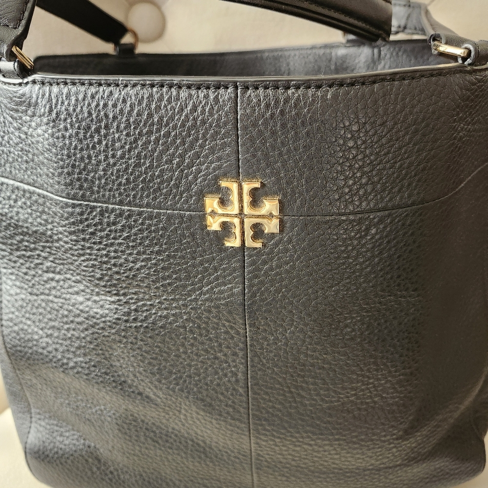 Tory Burch Large Black Leather Tote